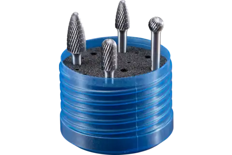 Jogo de limas rotativas em carboneto de tungstênio NCC de 4 peças, diâm. 12 mm e 10 mm, diâm. da haste 6 mm MX todos os materiais 3