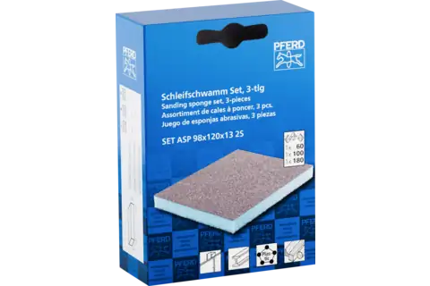 Waterproof sanding sponge 98x120x13 mm A60,A100,A180 two-sided for general use 1