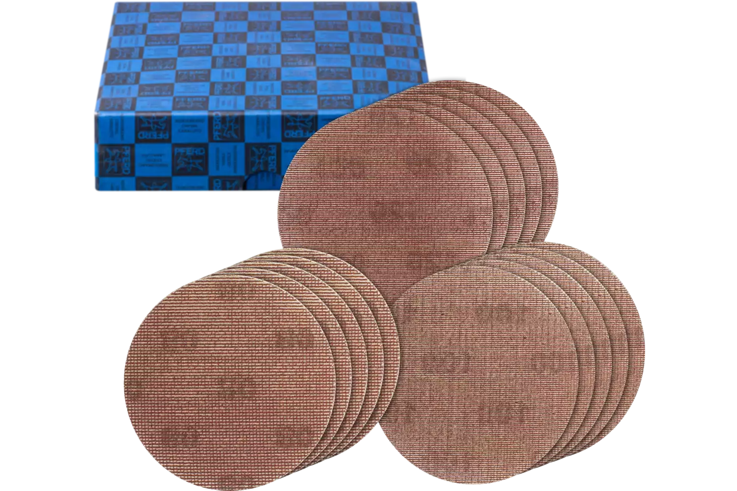 netting Velcro-backed abrasive disc set coarse 15-piece dia. 150 A80,100,120 low dust with eccentric orbital sander 1