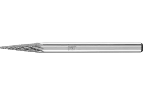 Fresa de metal duro forma cónica en punta SKM Ø 03x11 mm, mango Ø 3 mm, Z3P medio universal, dentado cruzado 1