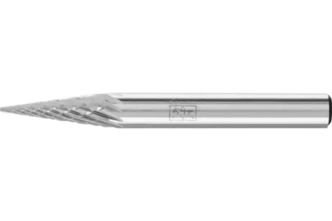 Fresa de metal duro forma cónica en punta SKM Ø 06x18 mm, mango Ø 6 mm, Z4 semifino universal 1