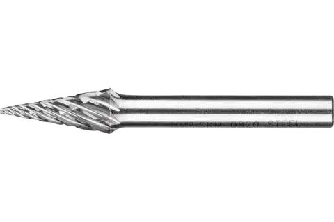 Hartmetall Hochleistungsfrässtift STEEL Spitzkegel SKM Ø 08x20mm Schaft-Ø 6 mm für Stahl 1