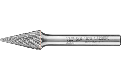 Fresa de metal duro de alto rendimiento ALLROUND forma cónica en punta SKM Ø 10x20 mm, mango Ø 6 mm, basto universal 1