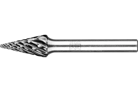 Hartmetall Hochleistungsfrässtift STEEL Spitzkegel SKM Ø 10x20mm Schaft-Ø 6 mm HICOAT Stahl 1