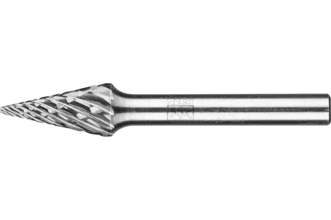 Fresa de metal duro de alto rendimiento STEEL forma cónica en punta SKM Ø 10x20 mm, mango Ø 6 mm, para acero 1