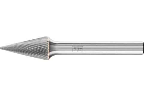 Fresa de metal duro forma cónica en punta SKM Ø 10x20 mm, mango Ø 6 mm, Z5 fino universal 1