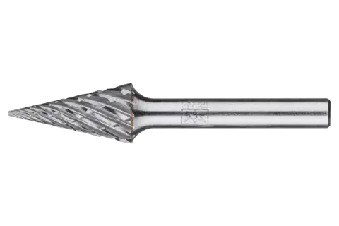 Fresa de metal duro de alto rendimiento STEEL forma cónica en punta SKM Ø 12x25 mm, mango Ø 6 mm, para acero 1