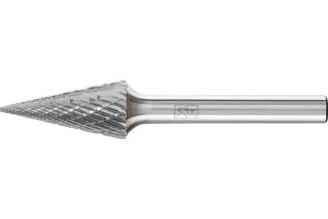 Fresa de metal duro forma cónica en punta SKM Ø 12x25 mm, mango Ø 6 mm, Z3P medio universal, dentado cruzado 1