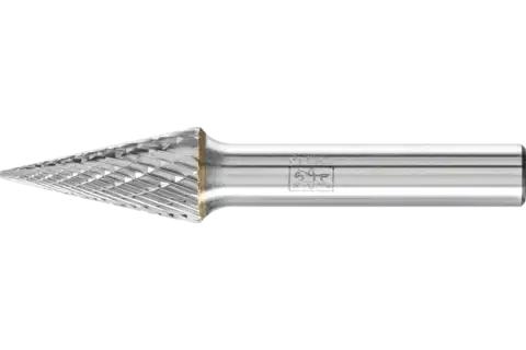 Fresa de metal duro forma cónica en punta SKM Ø 12x25 mm, mango Ø 8 mm, Z3P medio universal, dentado cruzado 1