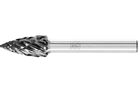 Hardmetalen hoogrendementsstiftfrees STEEL spitse boogvorm SPG Ø 10x20 mm stift-Ø 6 mm HICOAT staal 1