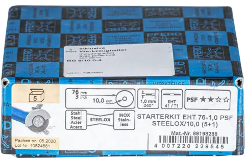 5x disques de tronçonnage EHT 76x1,0x10 mm droit PSF STEELOX pour acier/acier inoxydable avec 1 boulon de serrage 2