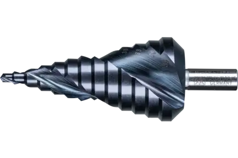 Step drill HSS 13 drilling steps dia. 4-39 mm 3-surface shaft dia. 10 mm HICOAT coated 1