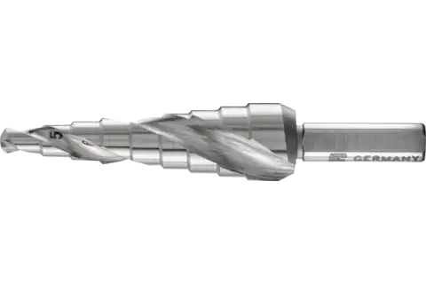 Broca escalonada HSSE Co5, 9 etapas de perforación Ø 4-12 mm, vástago triangular Ø 6 mm 1