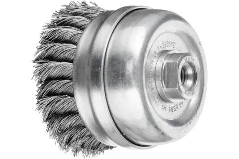 cup brush with bridle knotted TBGR dia. 80mm M14 steel wire dia. 0.50mm angle grinders 1