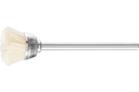 Microspazzola a tazza TBU Ø 18 mm, gambo Ø 3 mm, setola di maiale bianca 1